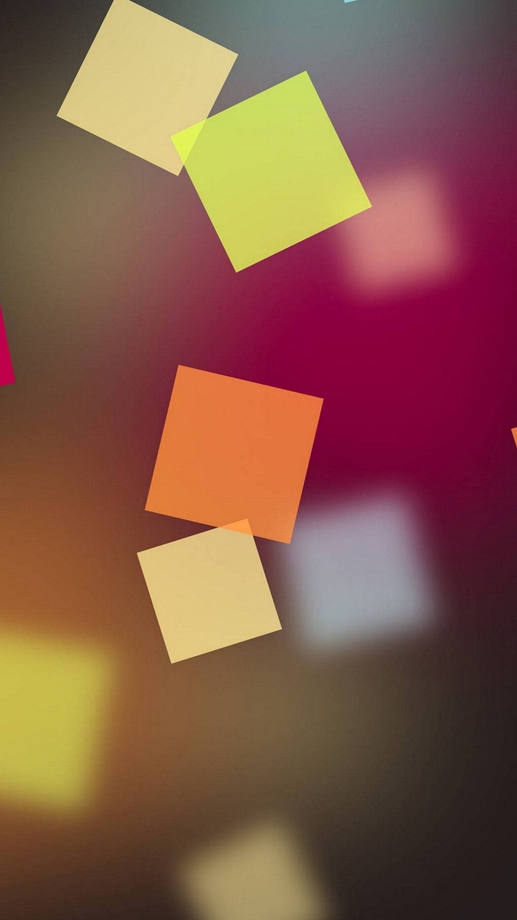 黄色・オレンジ 四角 透明のアクリルの750 x 1334 / スマホ壁紙