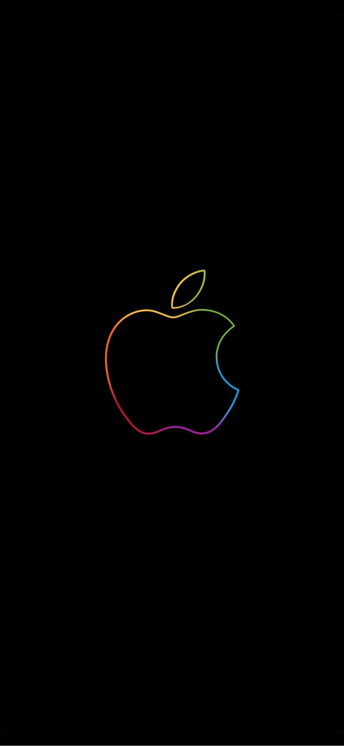 カラフルなアップルのロゴの1170 x 2532 / スマホ壁紙