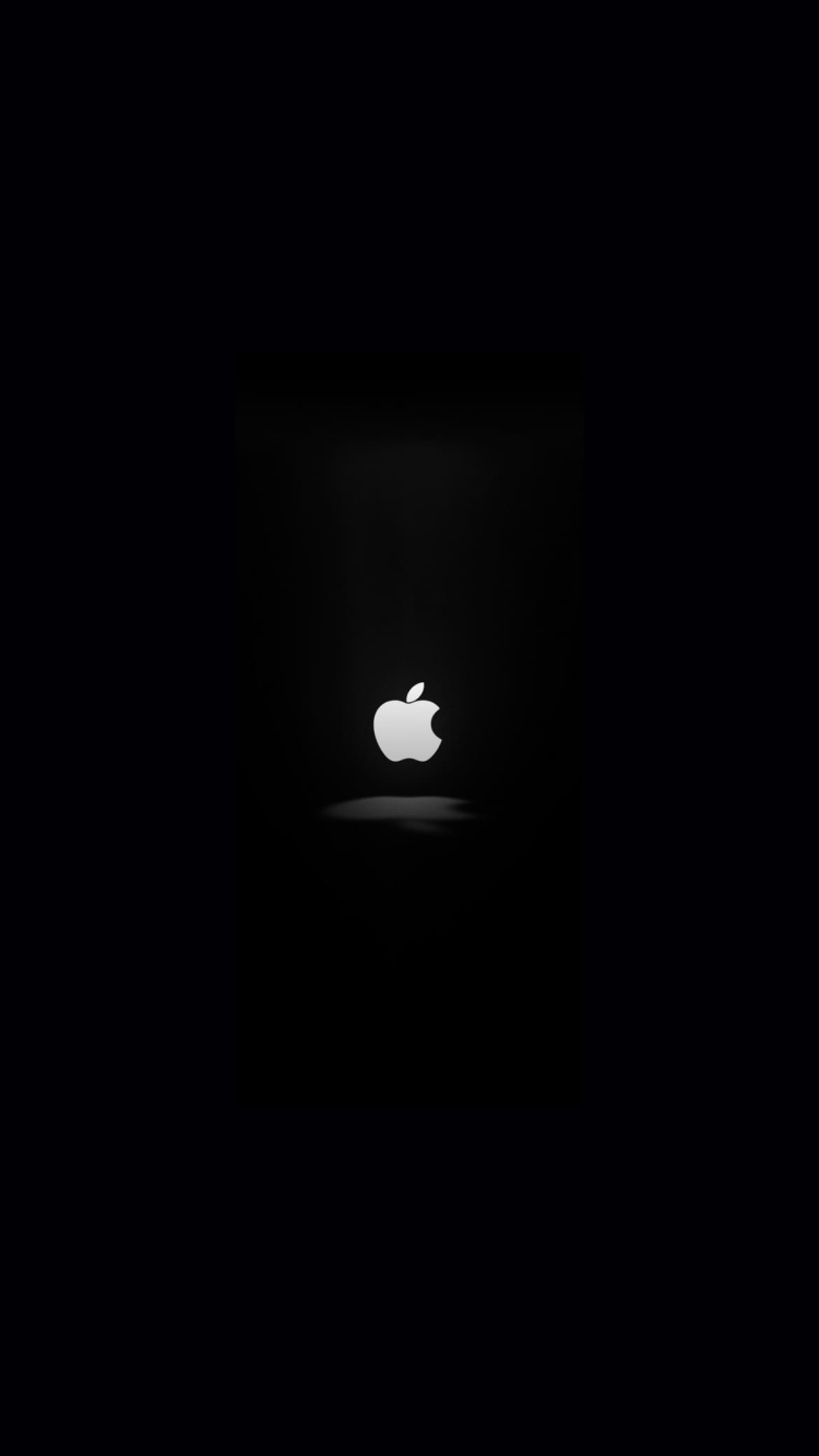 ミニマル 黒 白 アップルのロゴの750 x 1334 / スマホ壁紙