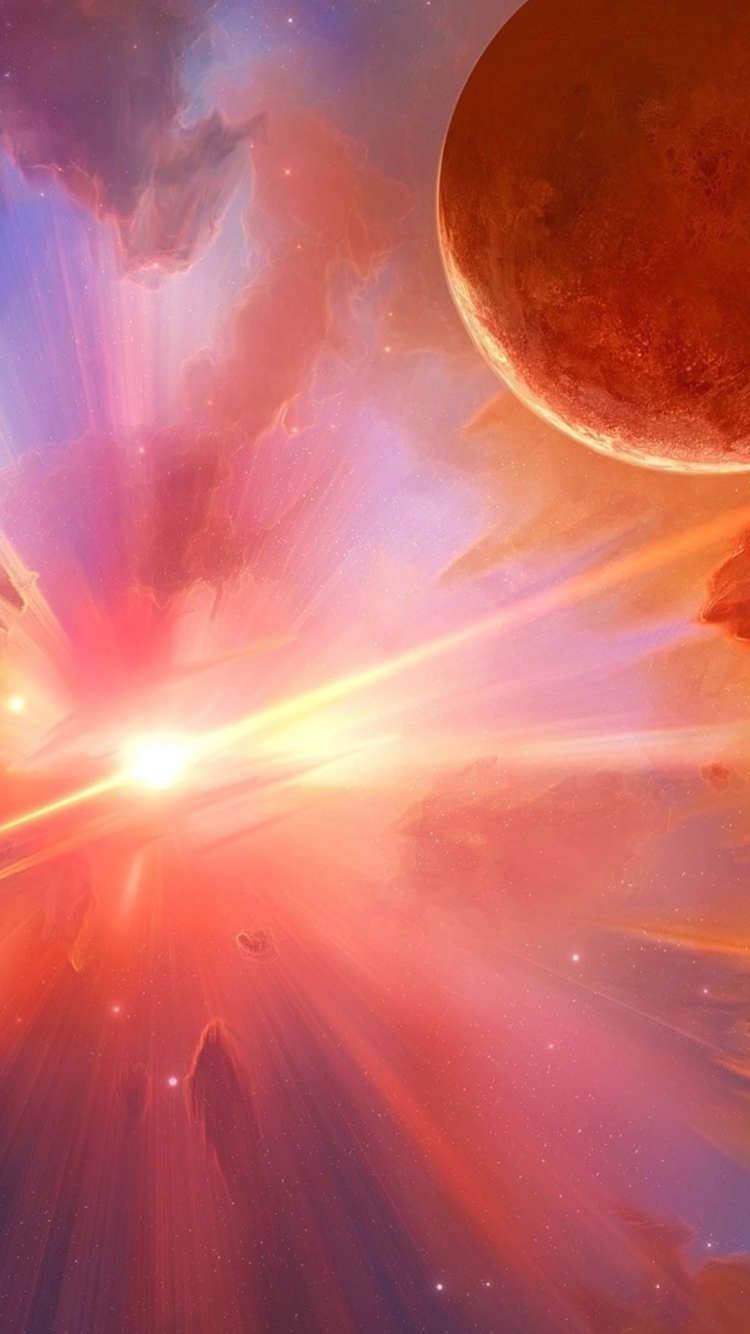 惑星 爆発 赤の750 x 1334 / スマホ壁紙