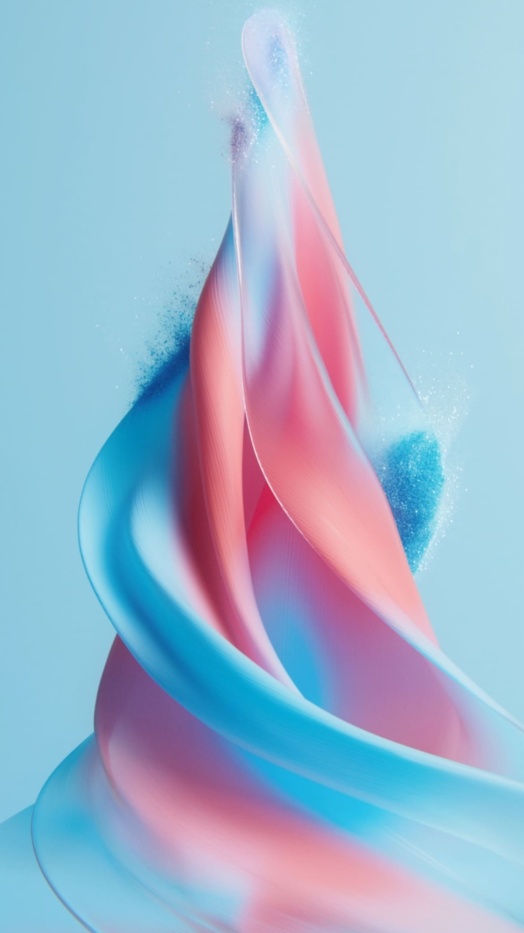 水色とピンクのうねり CGの750 x 1334 / スマホ壁紙