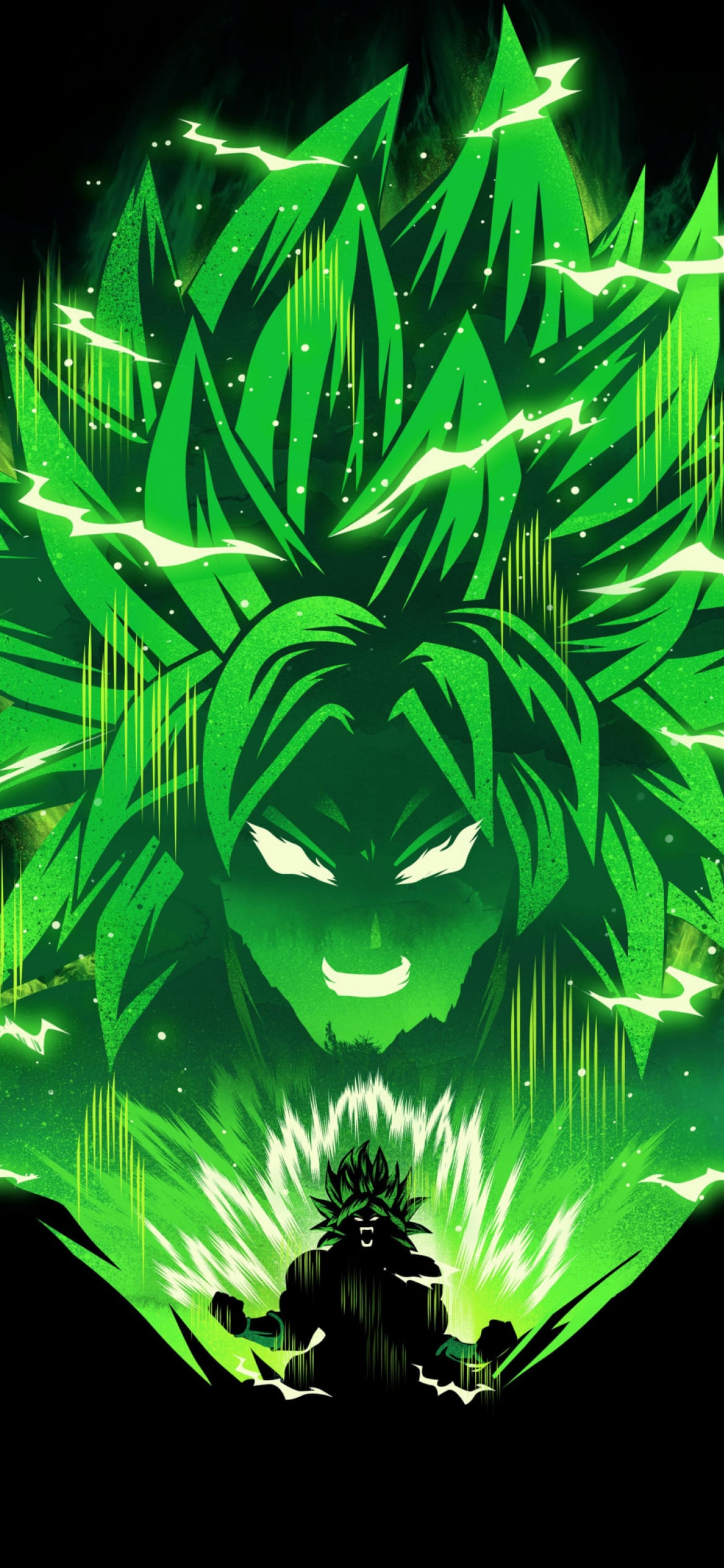 かっこいいブロリー ドラゴンボール超 緑の1170 x 2532 / スマホ壁紙