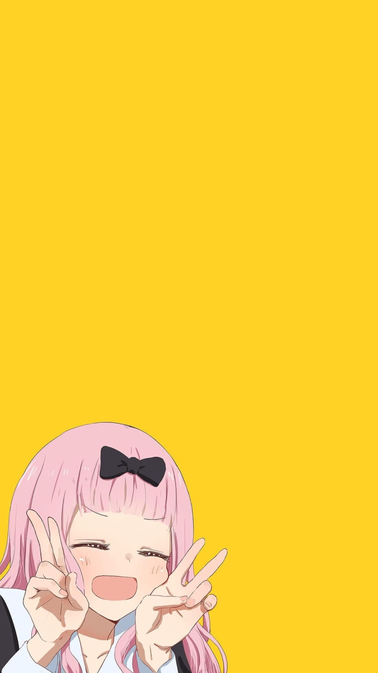 Wピースする藤原千花 / かぐや様は告らせたい～天才たちの恋愛頭脳戦～の750 x 1334 / スマホ壁紙