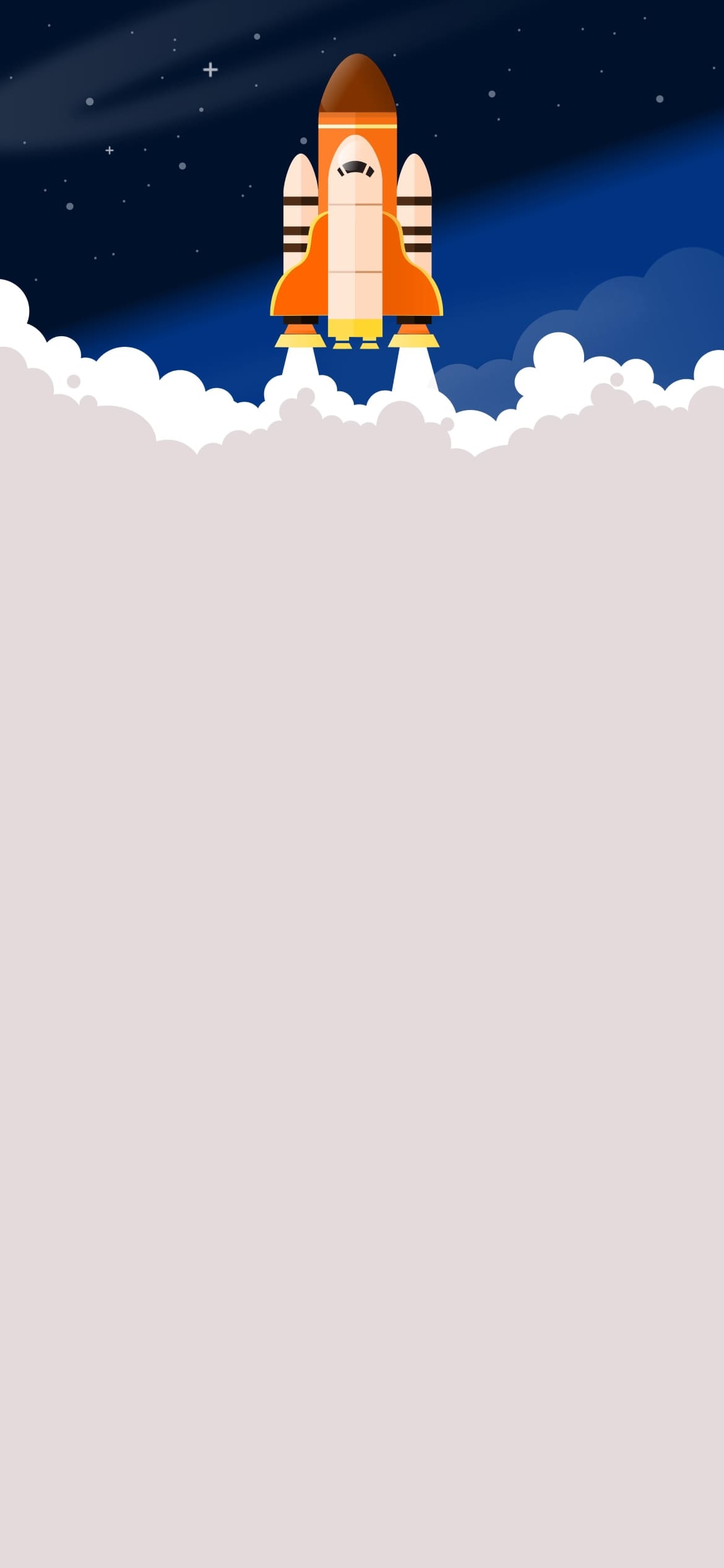 離陸するスペースシャトル 噴射 イラストの1170 x 2532 / スマホ壁紙