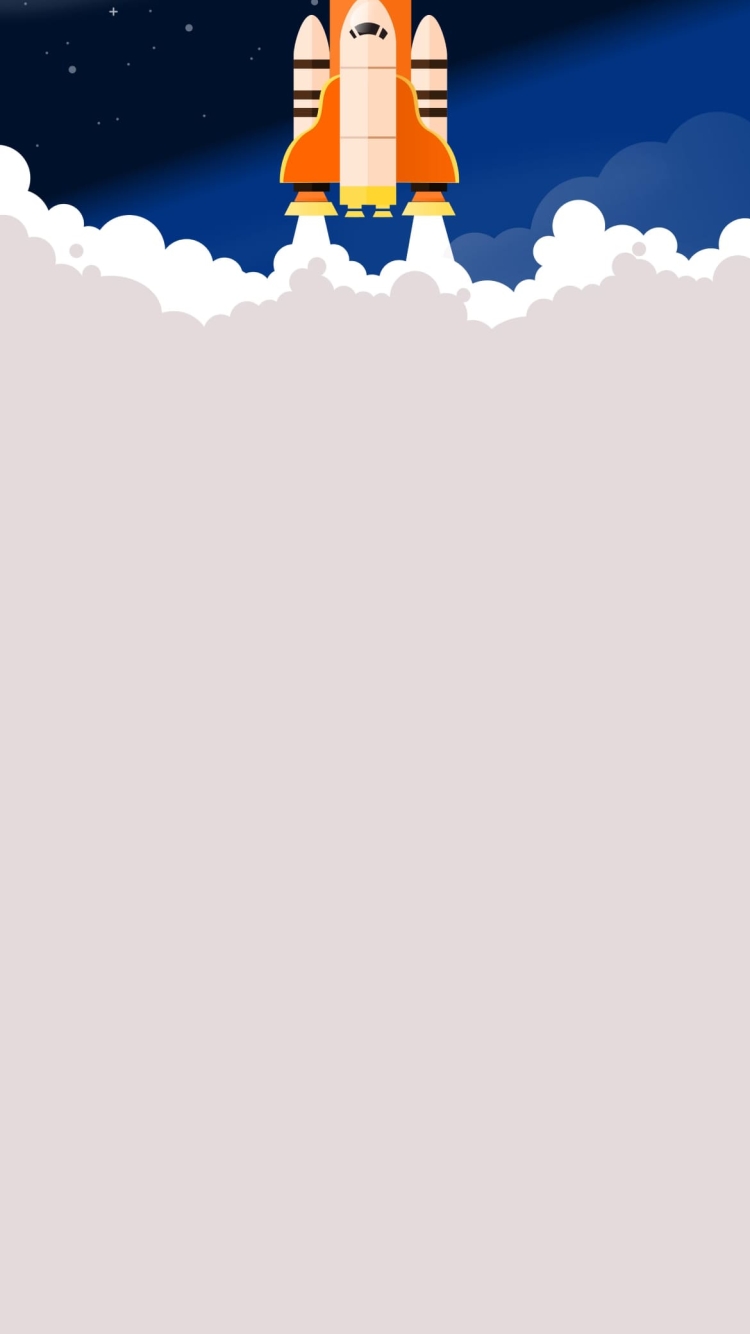 離陸するスペースシャトル 噴射 イラストの750 x 1334 / スマホ壁紙