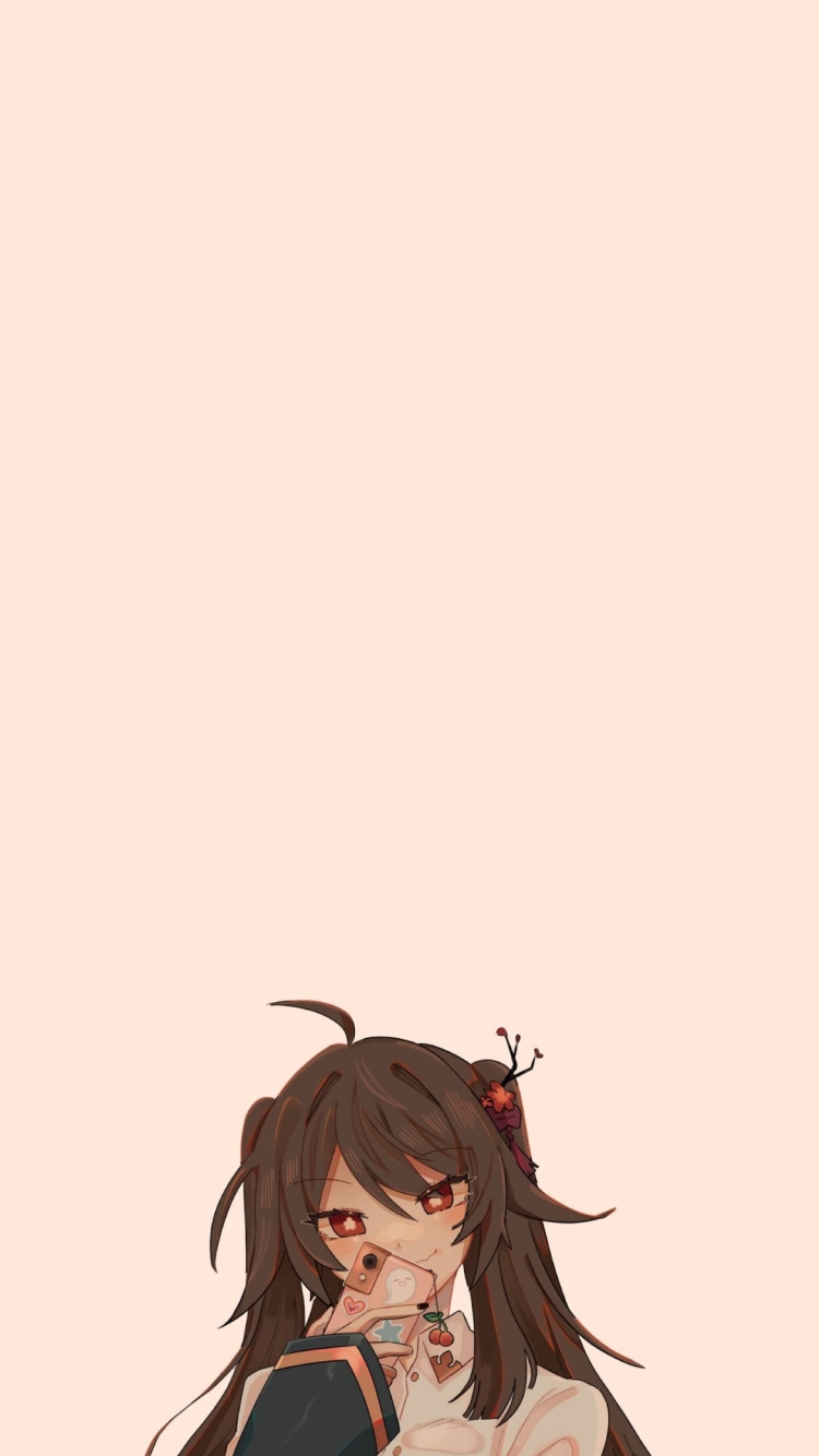 スマホを持つフータオ / 胡桃 / 原神の750 x 1334 / スマホ壁紙
