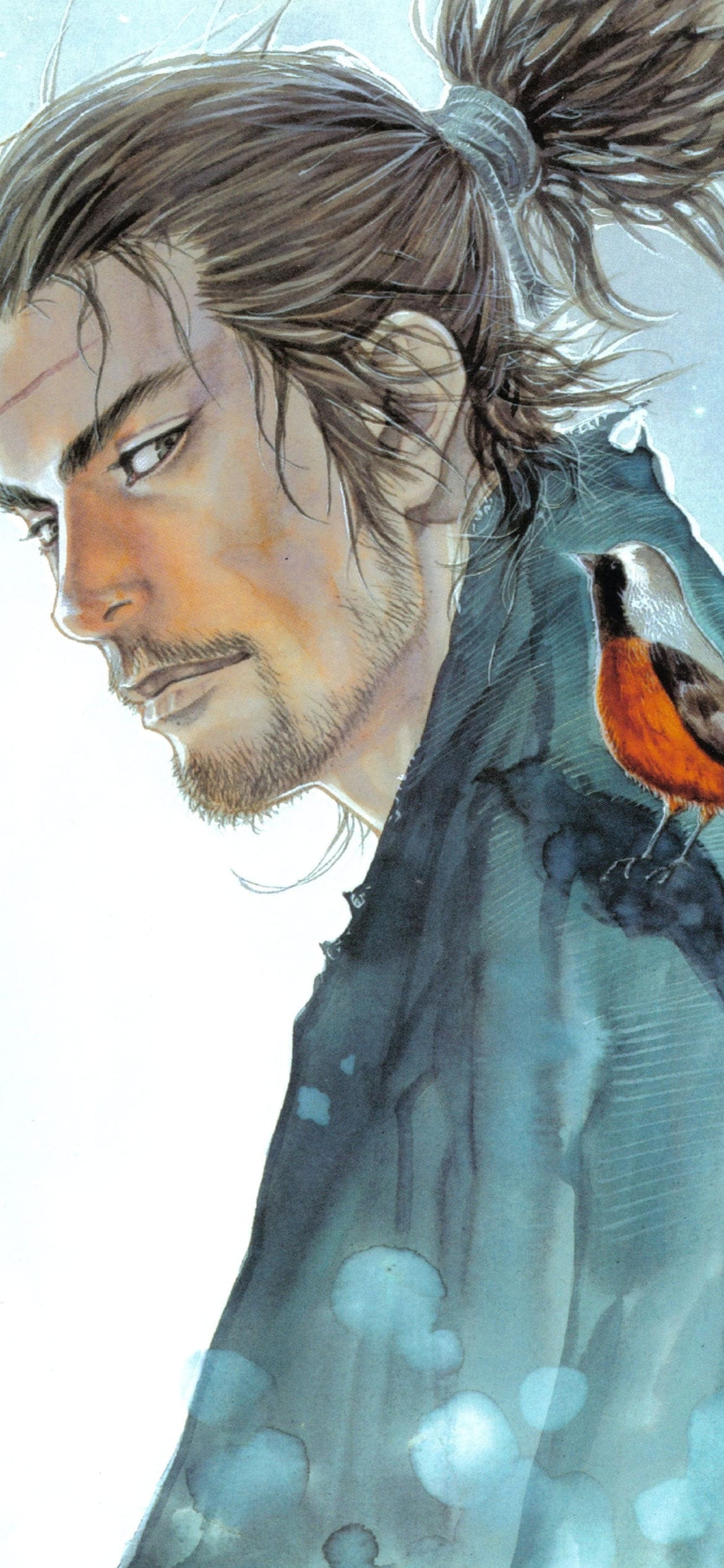 バガボンド 宮本武蔵と鳥の1170 x 2532 / スマホ壁紙