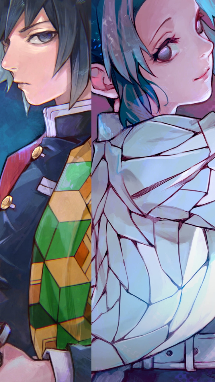 冨岡義勇と胡蝶しのぶ / 鬼滅の刃 / かっこいいの750 x 1334 / スマホ壁紙