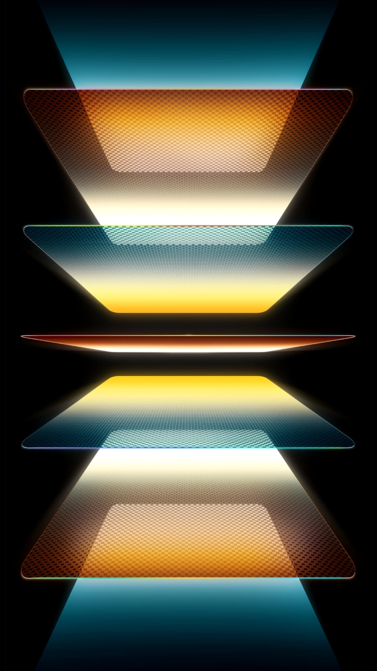 複数枚の青黄のガラスの750 x 1334 / スマホ壁紙