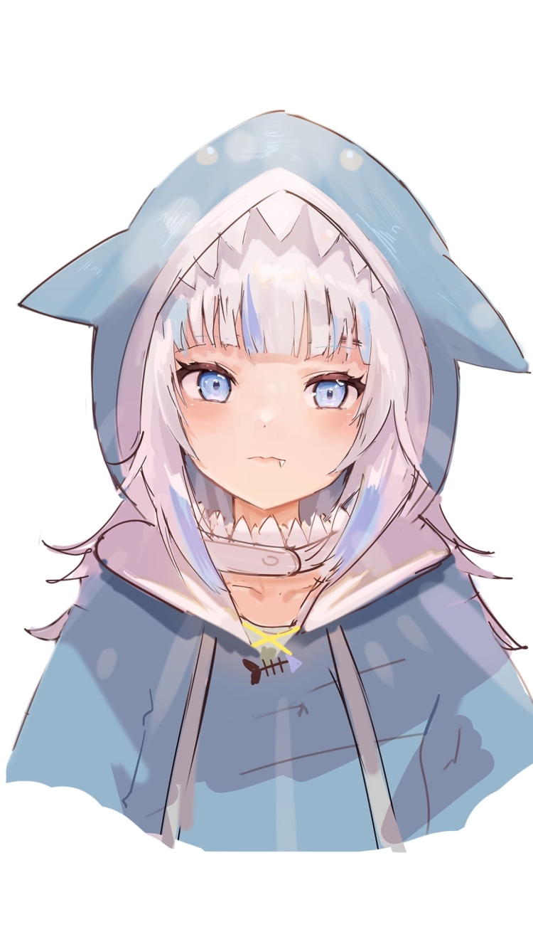 Gawr Gura がうる・ぐら / 水彩 / かわいい / ホロライブ / バーチャルYouTuberの750 x 1334 / スマホ壁紙
