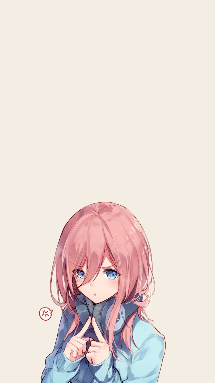 かわいい中野 三玖 / 五等分の花嫁 / ダメ / NG / ファンアートの750 x 1334 / スマホ壁紙