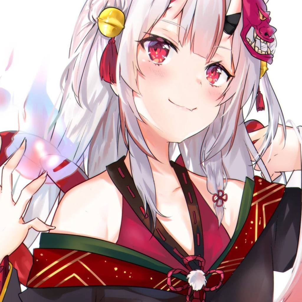 かわいい百鬼あやめ(なきり あやめ) / バーチャルYouTuber / ホロライブの1024 x 1024 / スマホ壁紙