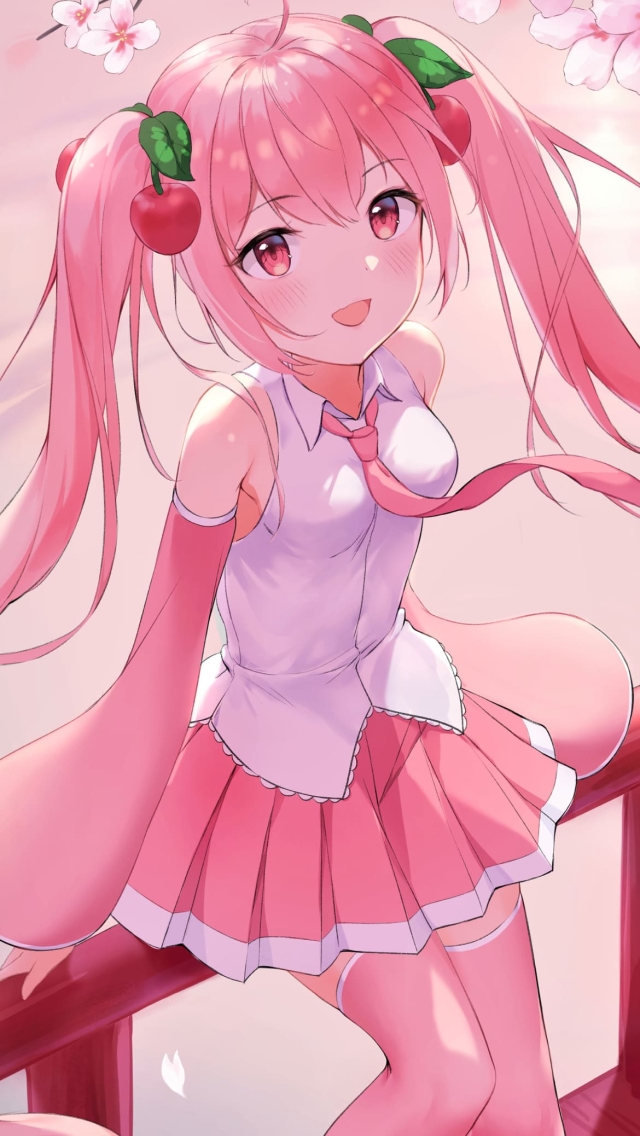 かわいい桜ミク / ボーカロイドの640 x 1136 / スマホ壁紙