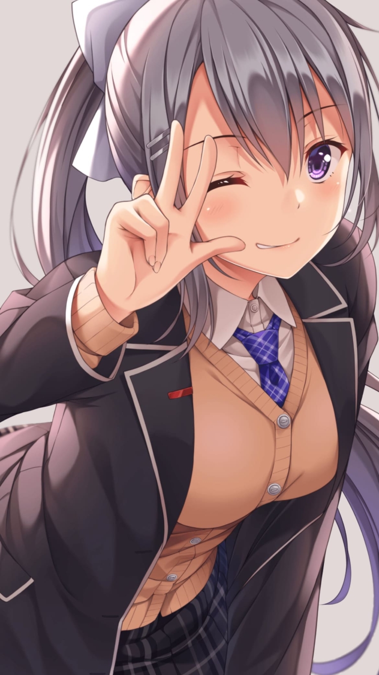 かわいい樋口 楓 / Vtuber / でろーん / ファンアート / バーチャルYouTuber / にじさんじの750 x 1334 / スマホ壁紙