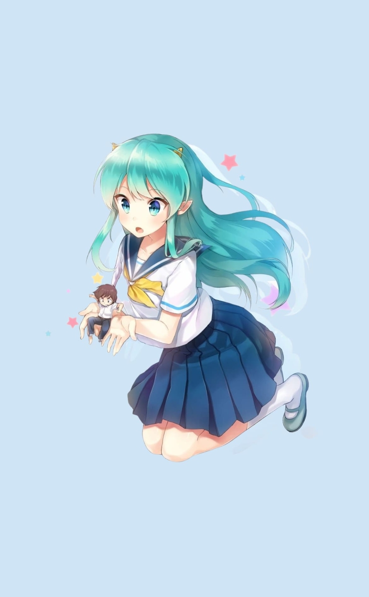 うる星やつら / ラムちゃん / 諸星あたる / ファンアート / かわいい / セーラー服の740 x 1196 / スマホ壁紙