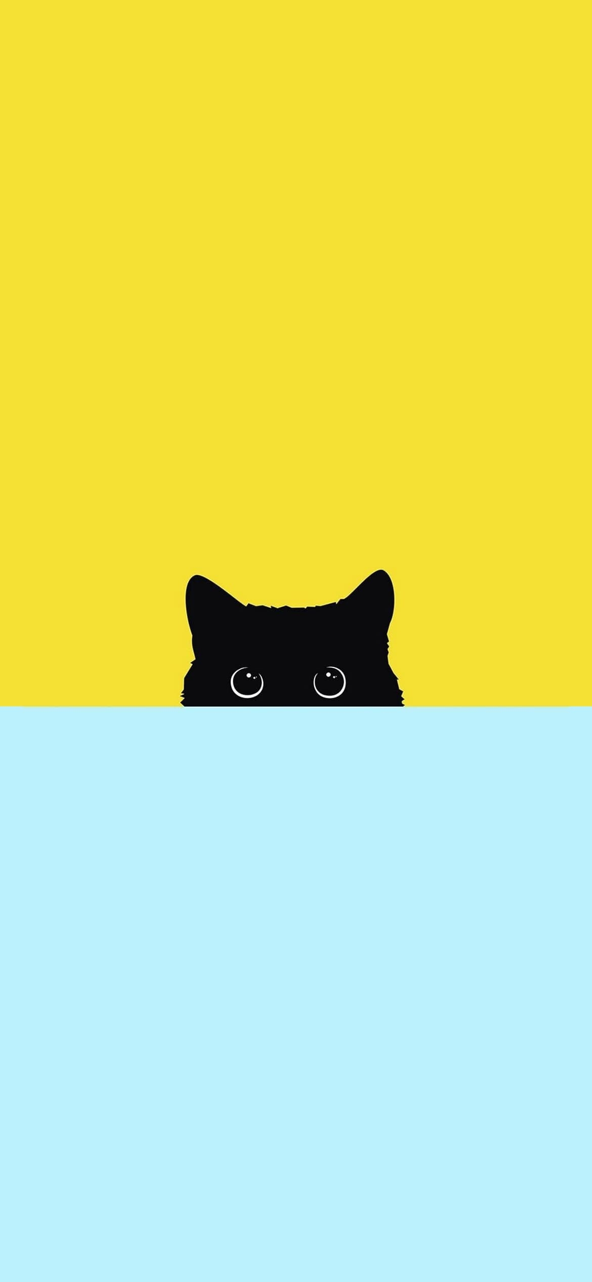 顔を覗かせる目がクリクリした黒猫の1170 x 2532 / スマホ壁紙