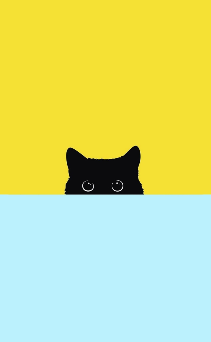 顔を覗かせる目がクリクリした黒猫の740 x 1196 / スマホ壁紙