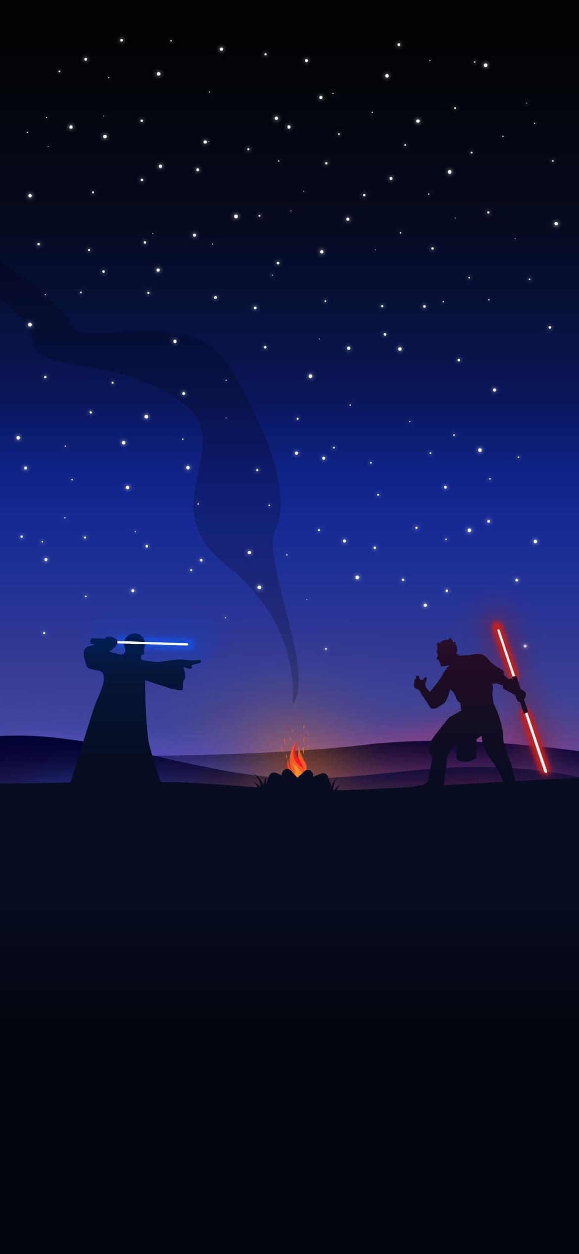 スターウォーズ / ルーク・スカイ・ウォーカー VS ダース・ベイダーの1170 x 2532 / スマホ壁紙