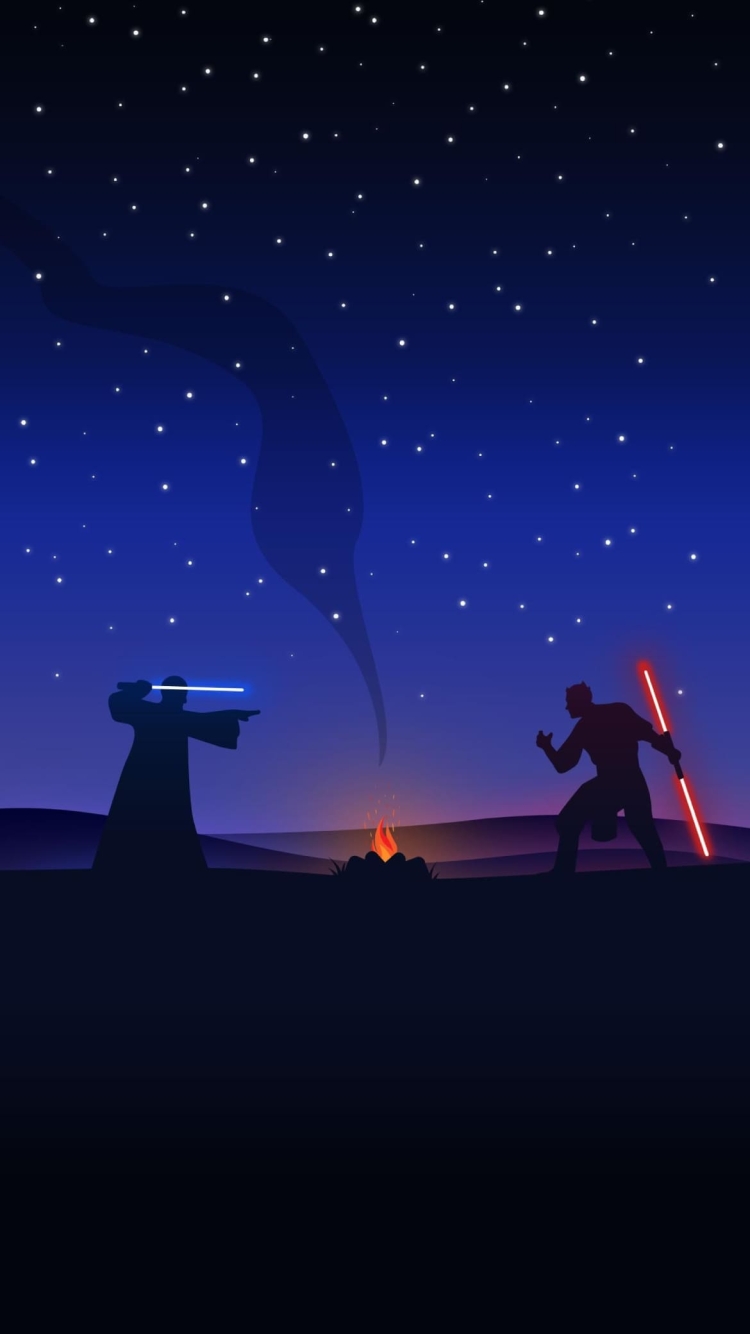 スターウォーズ / ルーク・スカイ・ウォーカー VS ダース・ベイダーの750 x 1334 / スマホ壁紙