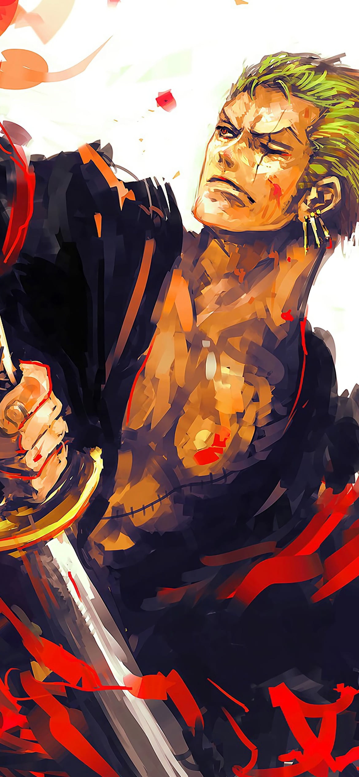 めちゃくちゃかっこいいロロノア・ゾロ / ONE PIECE / ラフスケッチの1170 x 2532 / スマホ壁紙