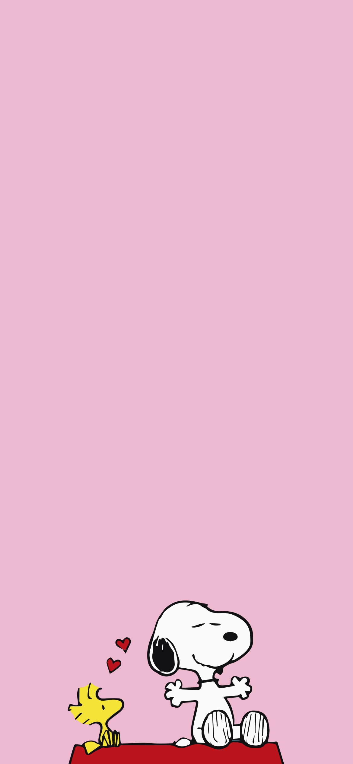 かわいいスヌーピーとウッドストック / ピンク / SNOOPYの1170 x 2532 / スマホ壁紙