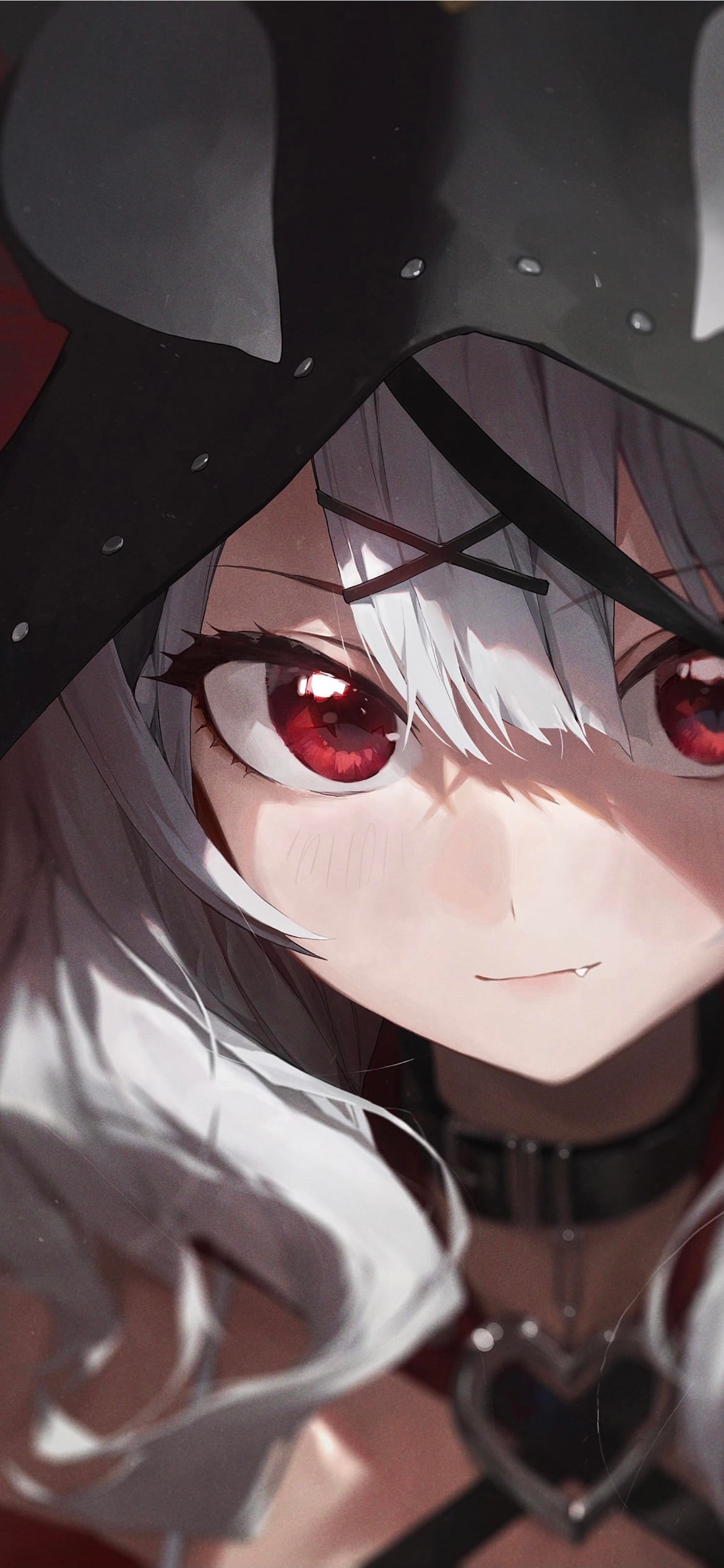 かっこいい沙花叉クロヱの顔のクローズアップ / バーチャルYouTuber / ホロライブの1170 x 2532 / スマホ壁紙