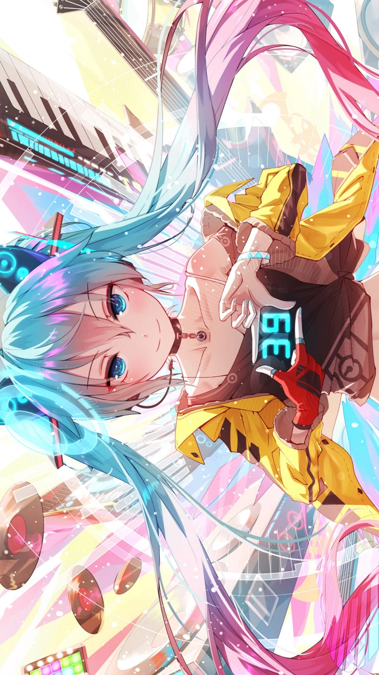 めちゃくちゃかわいい初音ミク / ボーカロイド / レコード / エレキギター / キーボード / 39の750 x 1334 / スマホ壁紙