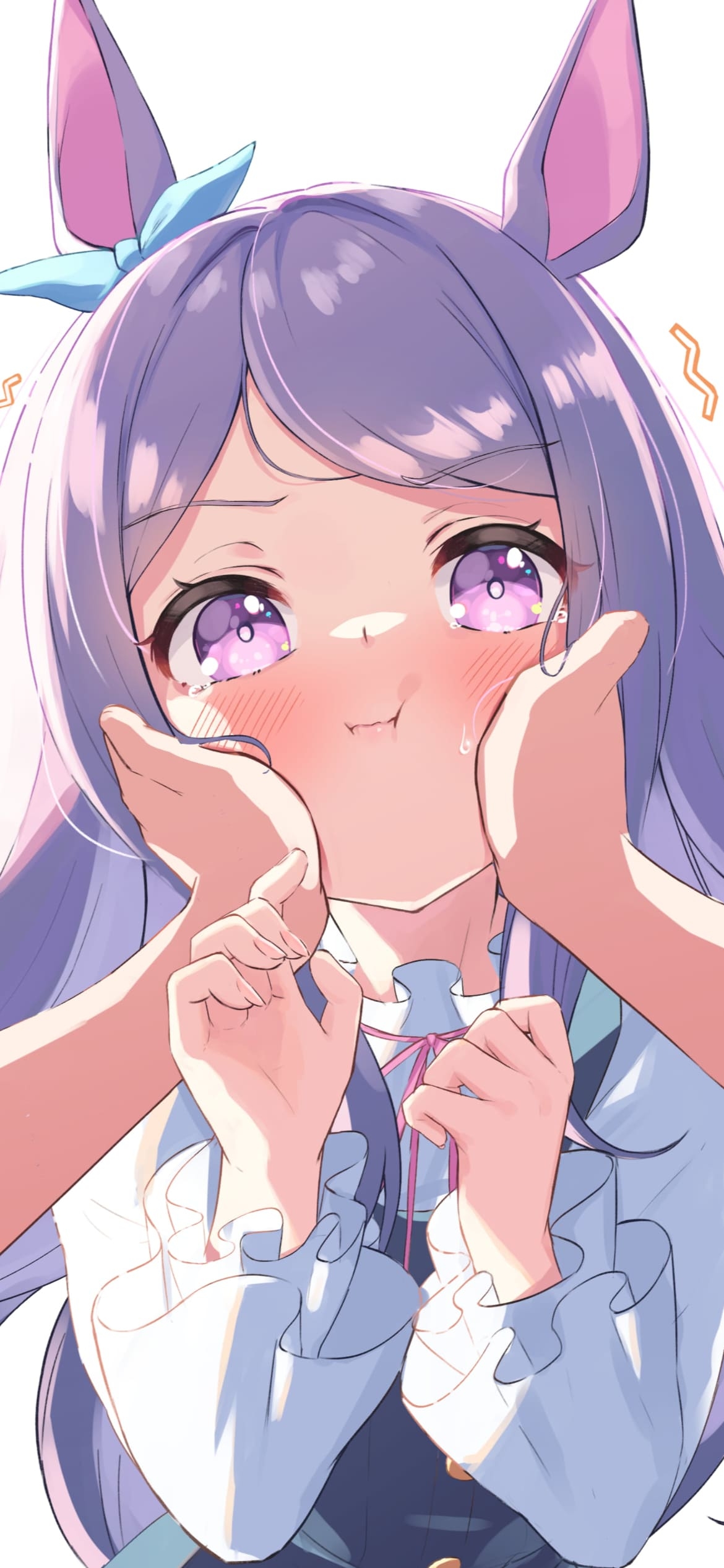 ほっぺたをプニプニされているなすがままのメジロマックイーン / かわいい / ファンアート / ウマ娘の1170 x 2532 / スマホ壁紙