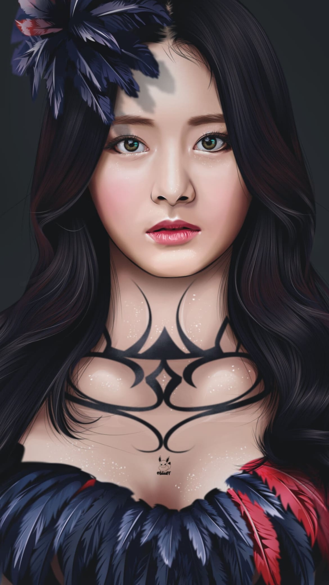 ツウィ / TWICE / TZUYU / 쯔위 / イラスト / ファンアートの1080 x 1920 / スマホ壁紙