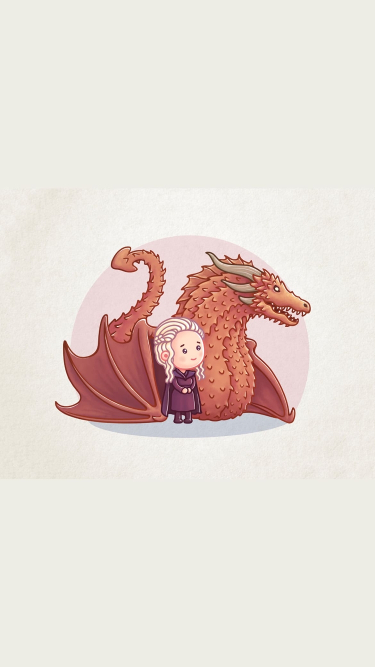 デナーリス・ターガリエン / ドラゴンの母 / ドラゴン / ゲーム・オブ・スローンズ 氷と炎の歌 / イラスト / かわいいの750 x 1334 / スマホ壁紙