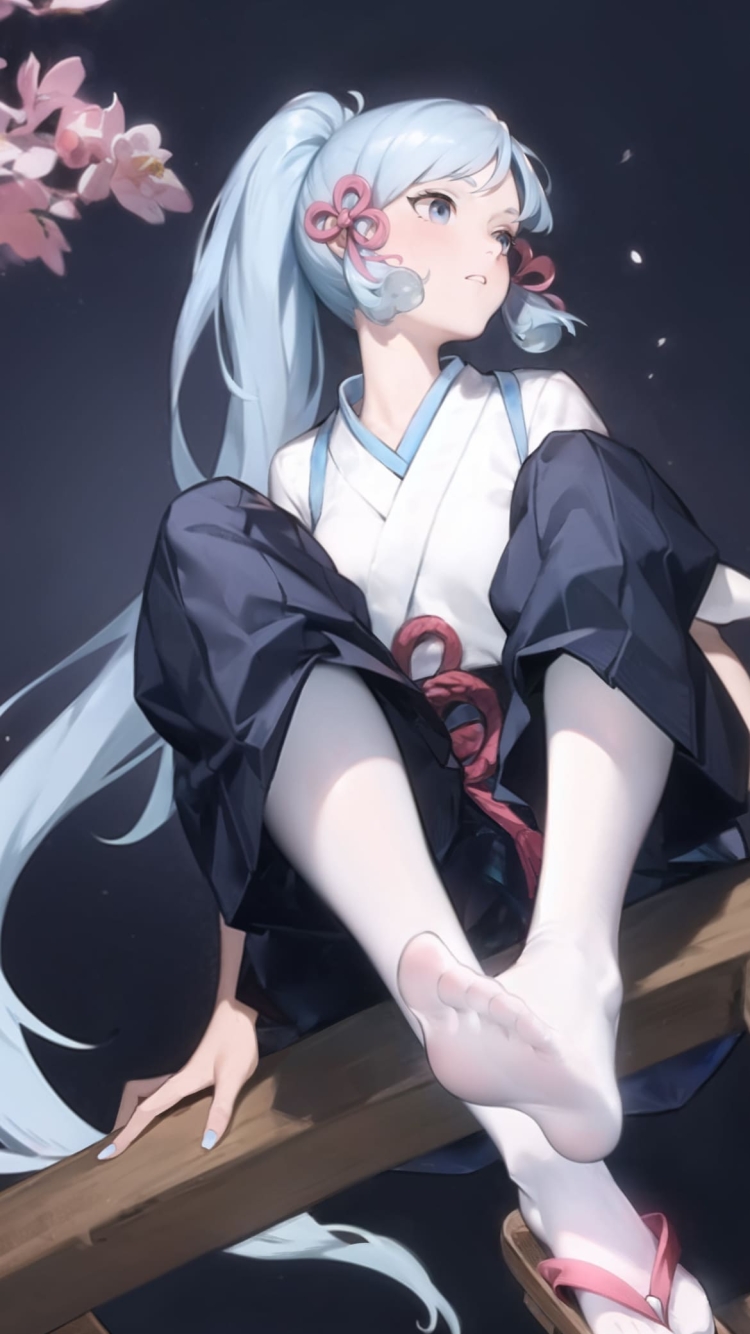 橋桁に座る神里綾華 / ローアングル / 綺麗 / 原神の750 x 1334 / スマホ壁紙