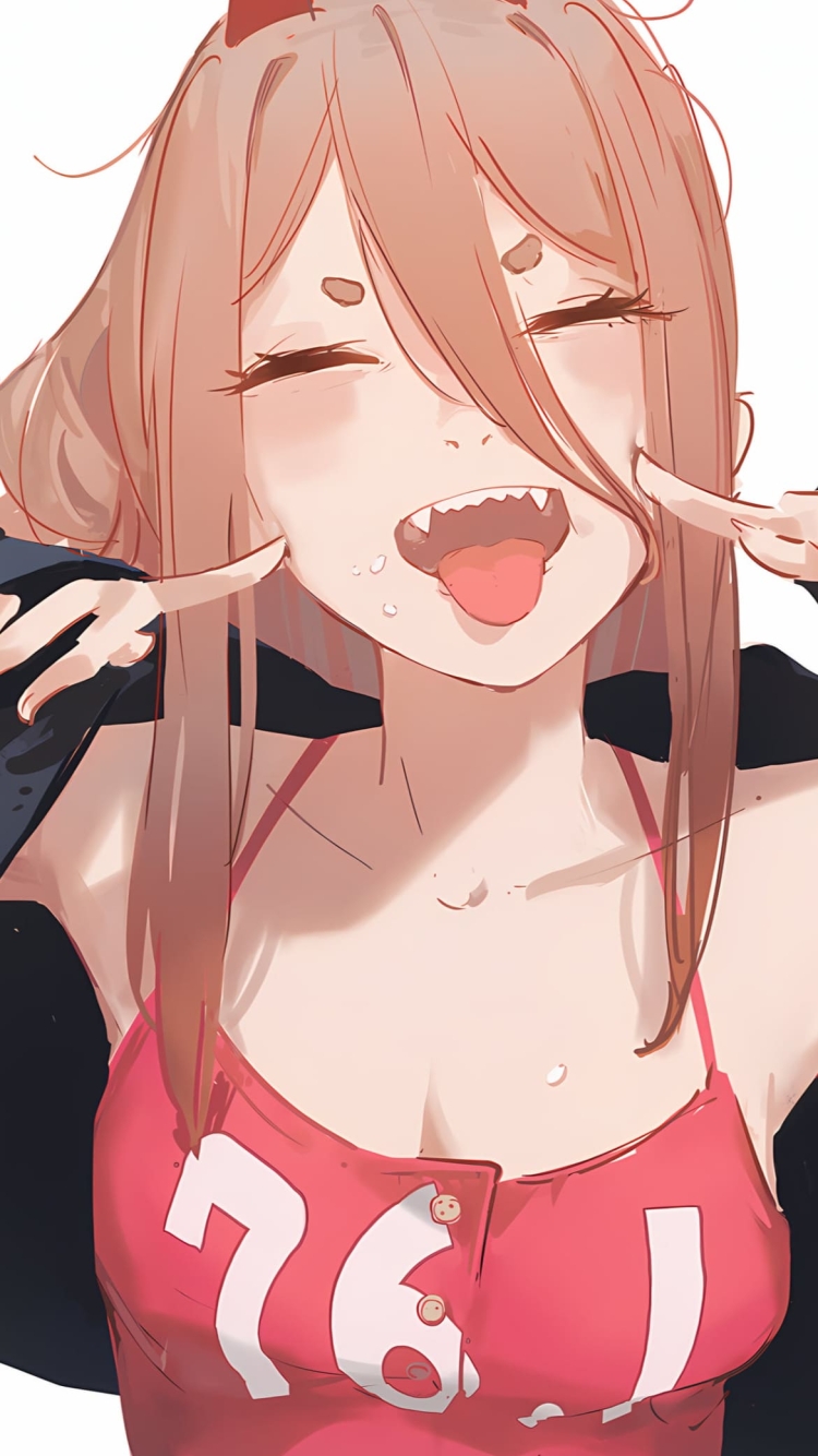 ほっぺたに指をあてるパワー / チェンソーマン / ファンアートの750 x 1334 / スマホ壁紙