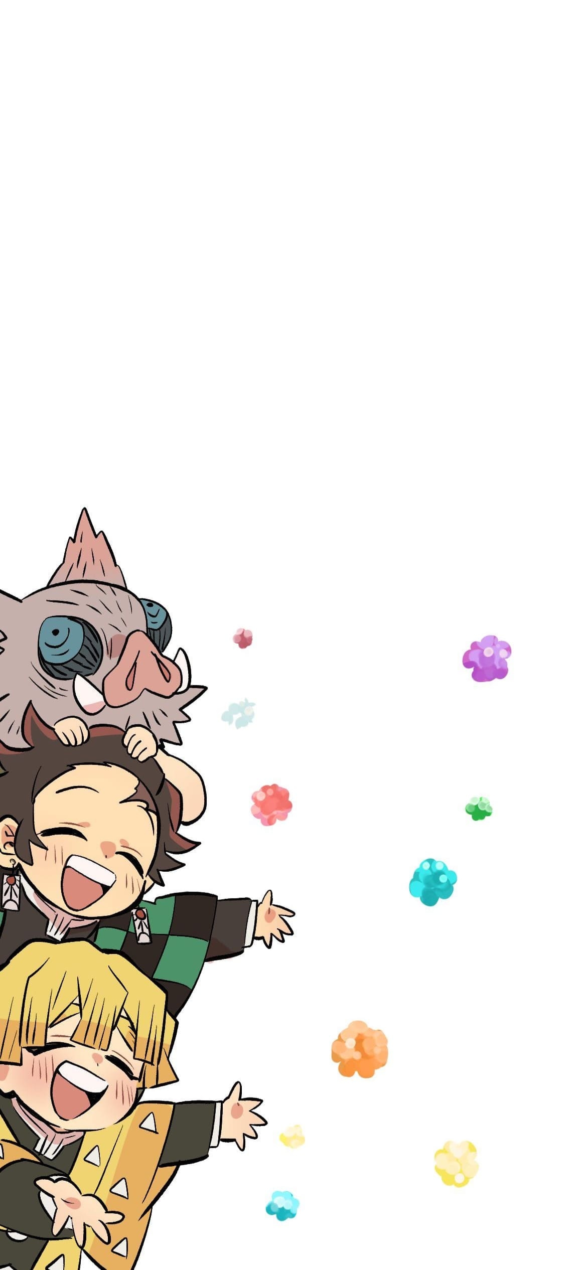 かわいい鬼滅の刃 / 竈門炭治郎 / 我妻善逸 / 嘴平伊之助 / ファンアート / イラストの1170 x 2532 / スマホ壁紙