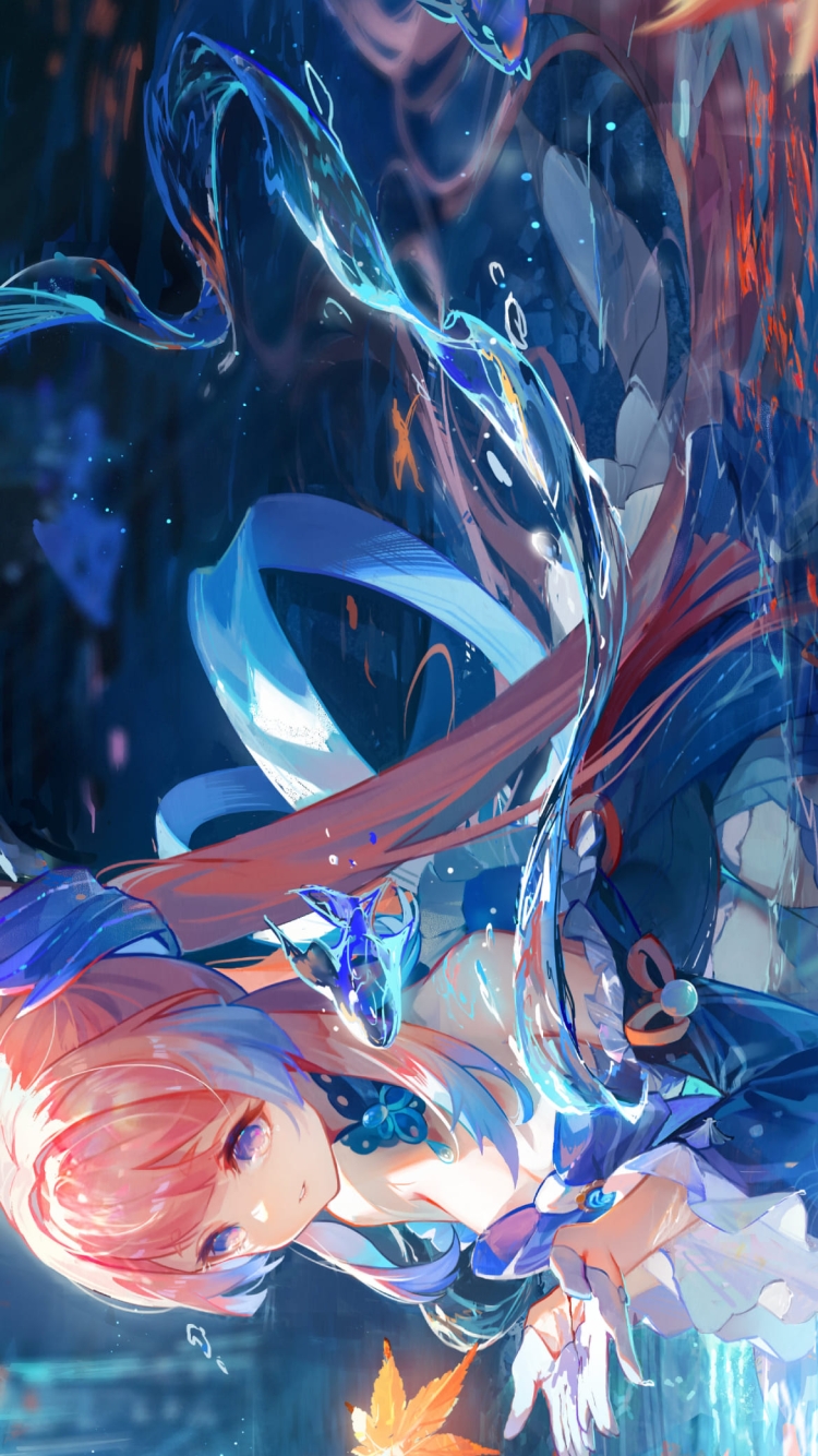 水につかる綺麗な珊瑚宮心海 / 原神の750 x 1334 / スマホ壁紙