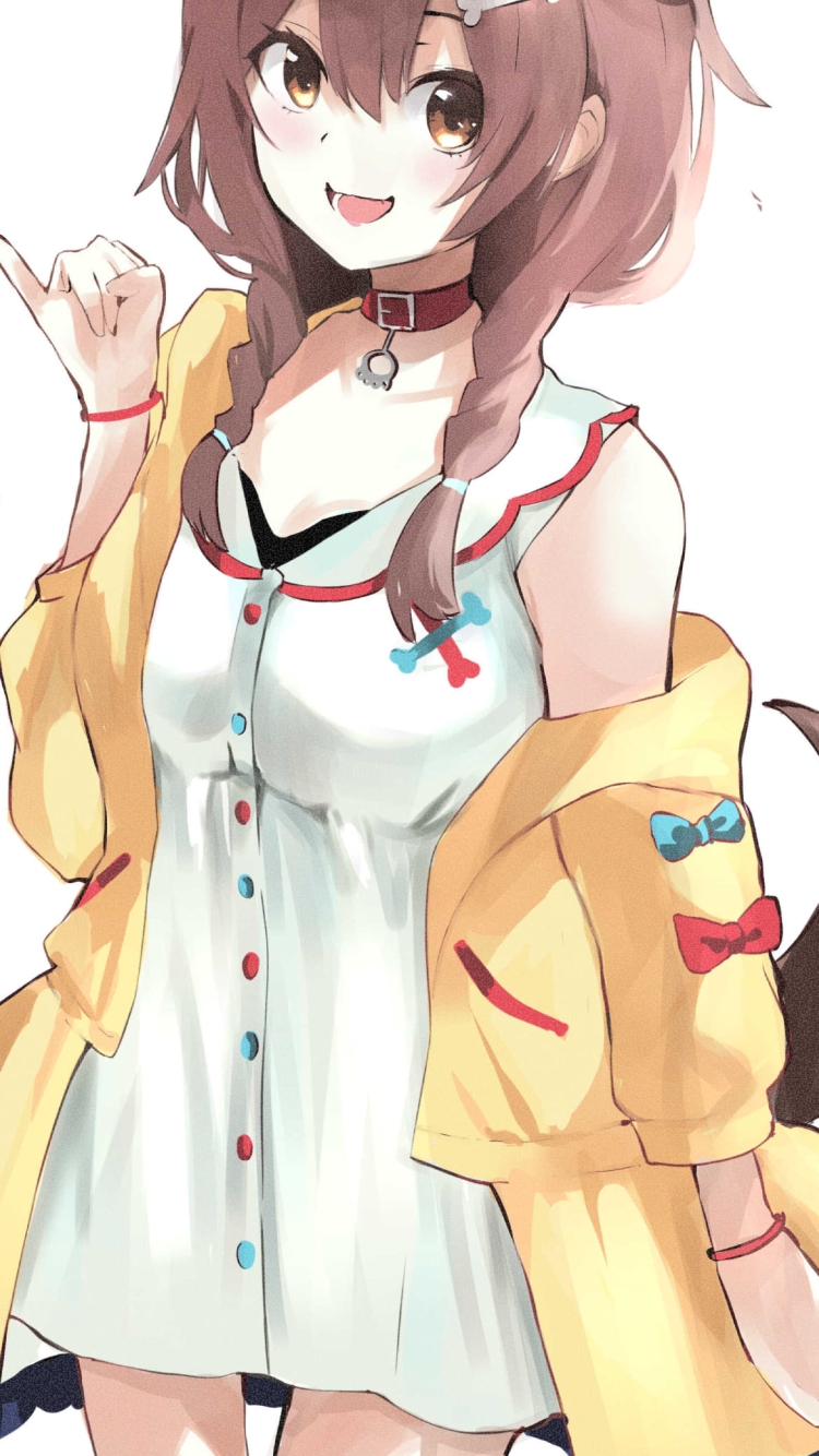指切りげんまんする戌神ころね / ファンアート / バーチャルYouTuber / ホロライブの750 x 1334 / スマホ壁紙