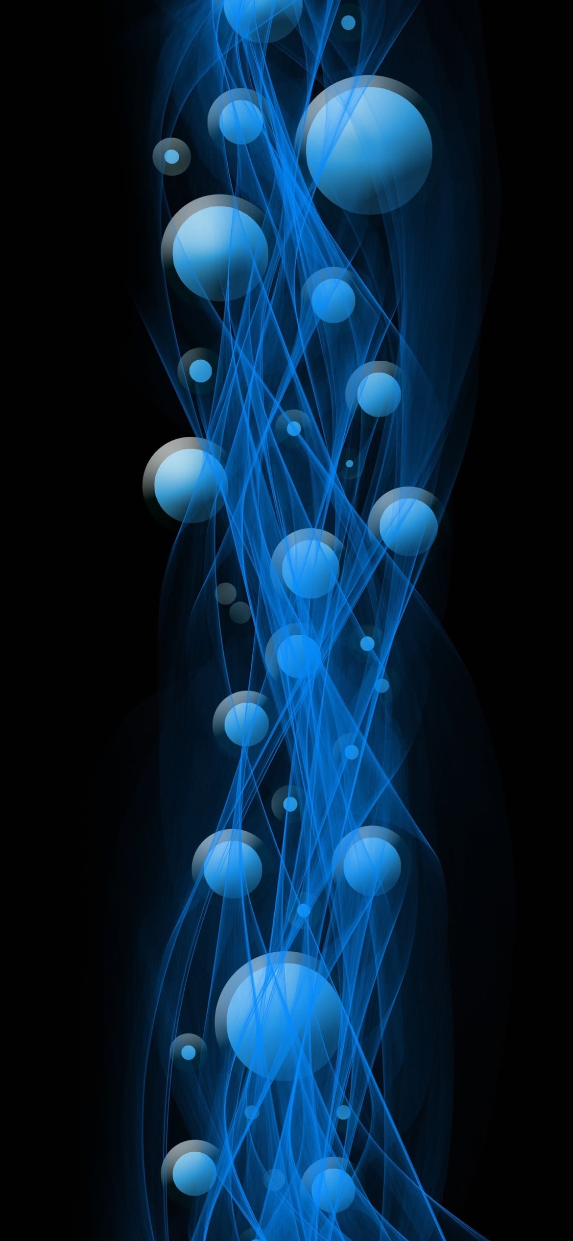 青い楕円の集合体・デジタルアートの1170 x 2532 / スマホ壁紙