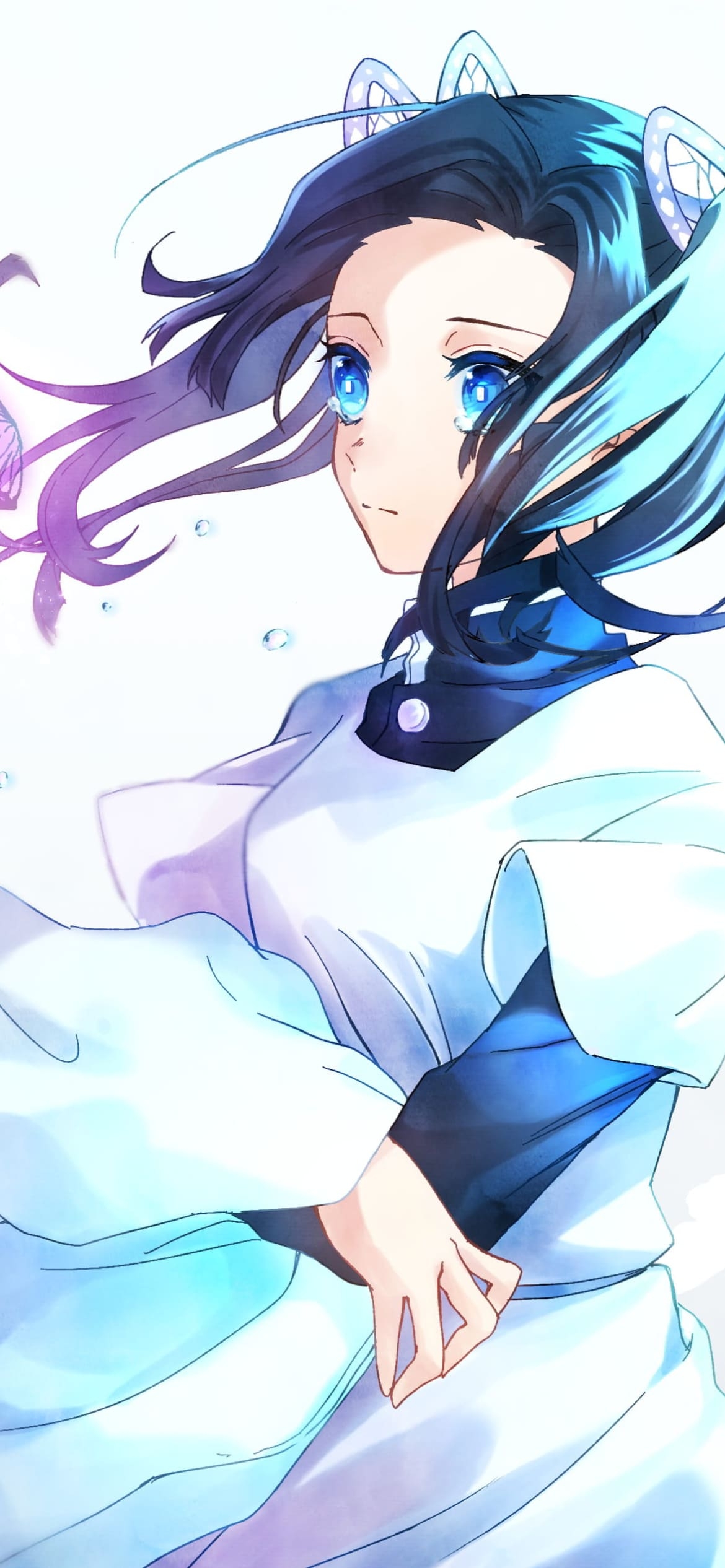 横向きの綺麗な胡蝶しのぶ / 鬼滅の刃 / ファンアート / イラストの1170 x 2532 / スマホ壁紙