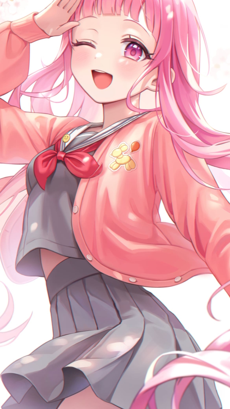 かわいい鳳えむ / おおとりえむ / 宮益坂女子学園 / プロセカ / プロジェクトセカイの750 x 1334 / スマホ壁紙