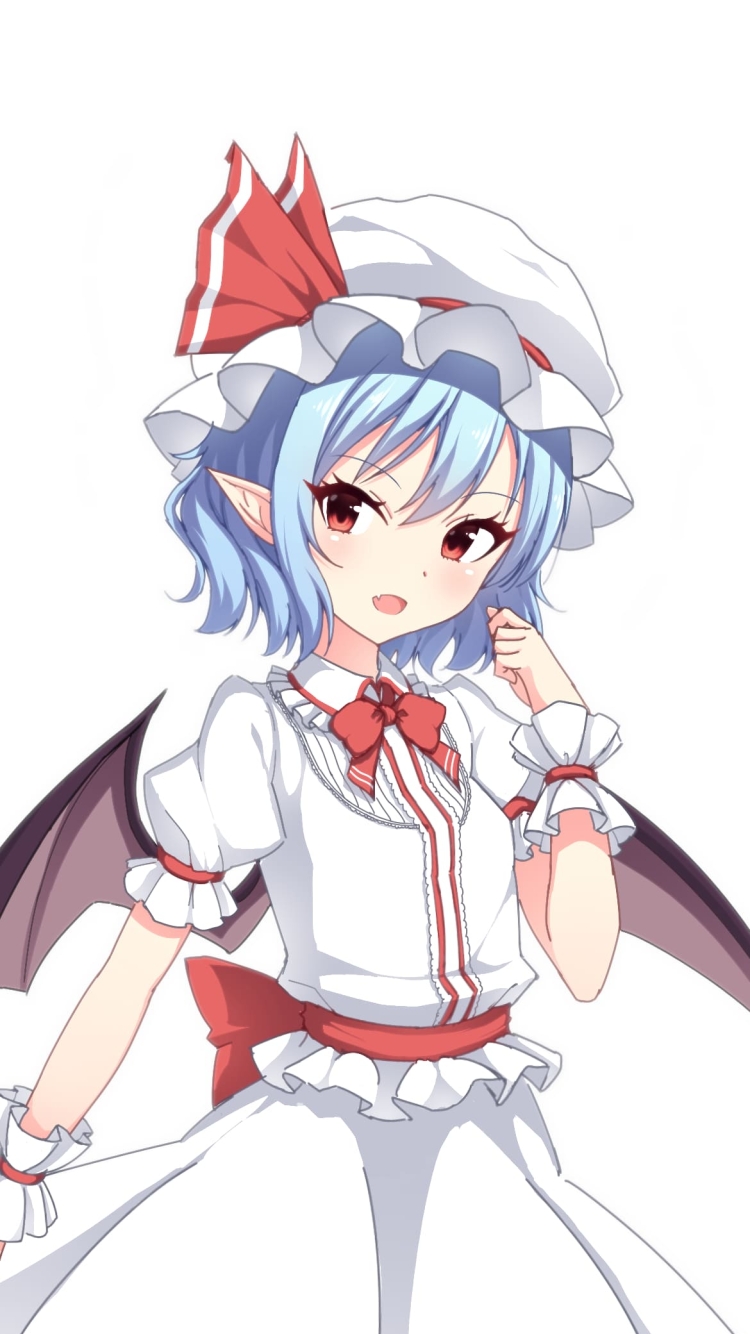 かわいいレミリア・スカーレット / 笑顔 / 東方 / ファンアート / イラストの750 x 1334 / スマホ壁紙