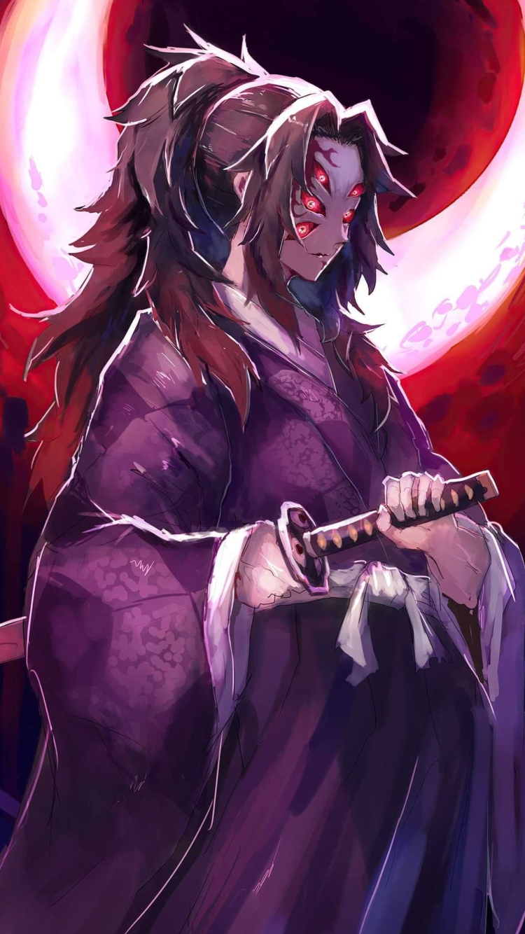 めちゃくちゃかっこいい黒死牟 / 鬼滅の刃 / ファンアート / イラストの750 x 1334 / スマホ壁紙