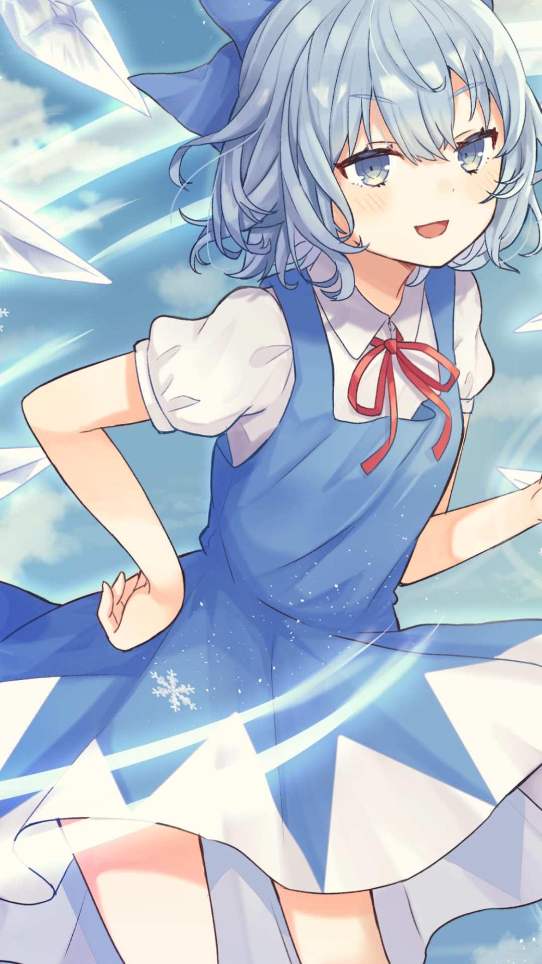 かわいいチルノ / 東方 / ファンアート / イラストの1080 x 1920 / スマホ壁紙