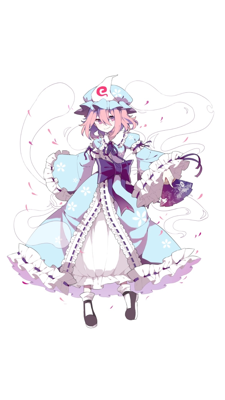 かわいい西行寺幽々子 / 東方 / ファンアート / イラストの750 x 1334 / スマホ壁紙