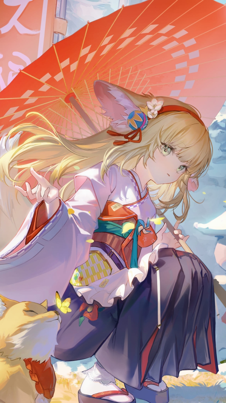 スズラン / 狐 / かわいい / アークナイツ / ファンアート / イラストの750 x 1334 / スマホ壁紙