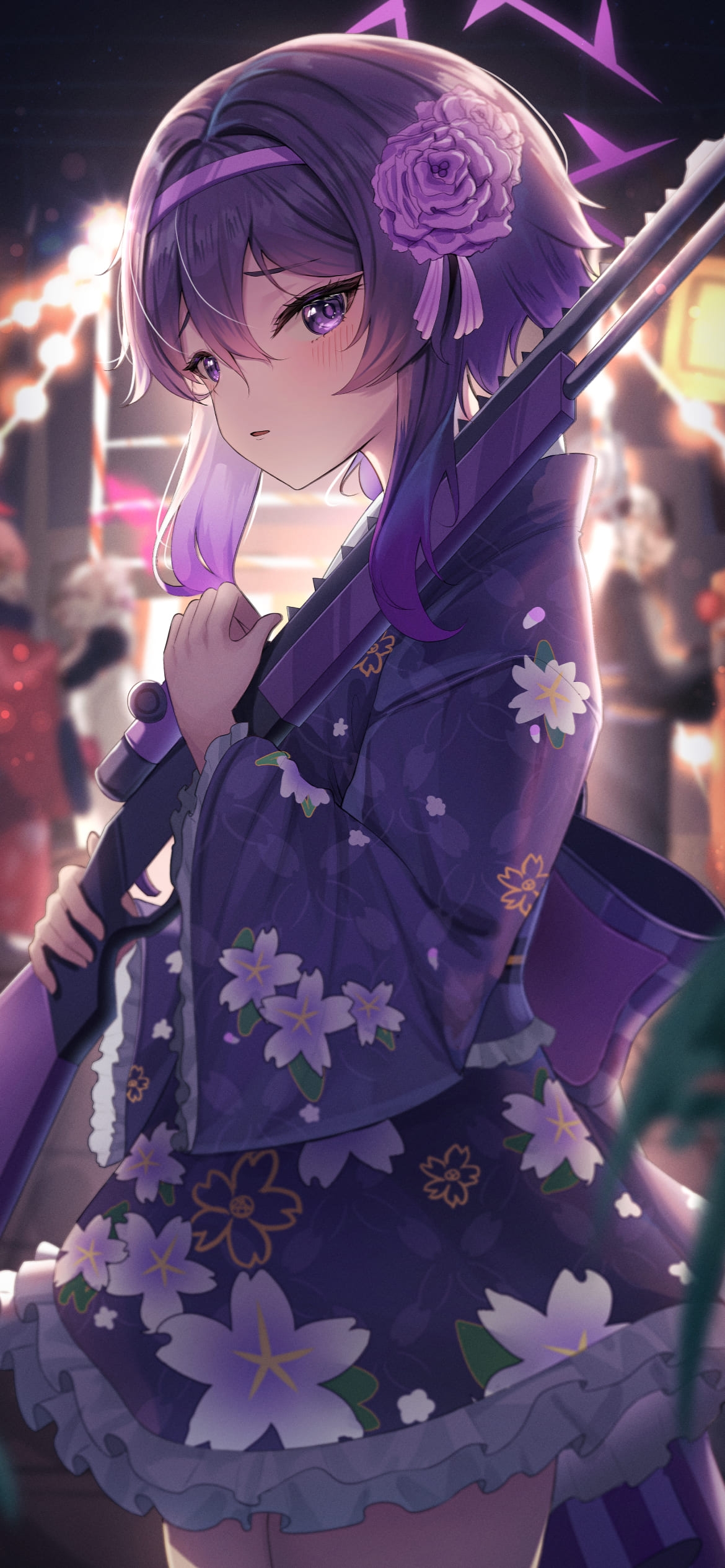 浴衣を着た伊草ハルカ / ブルアカ / ブルーアーカイブ / ファンアート / イラストの1170 x 2532 / スマホ壁紙