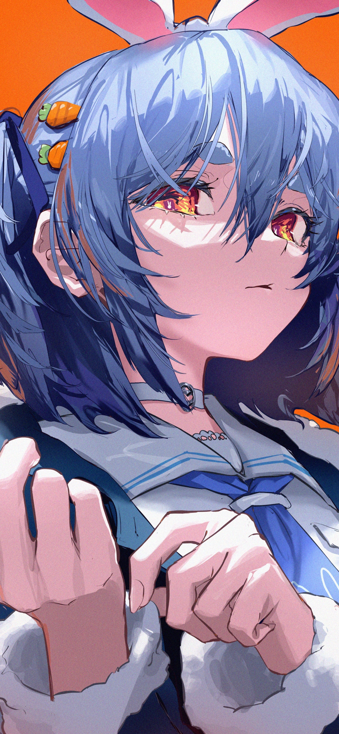 こちらを挑発する兎田ぺこら / かっこいい / バーチャルYouTuber / ホロライブ / ファンアート / イラストの1170 x 2532 / スマホ壁紙