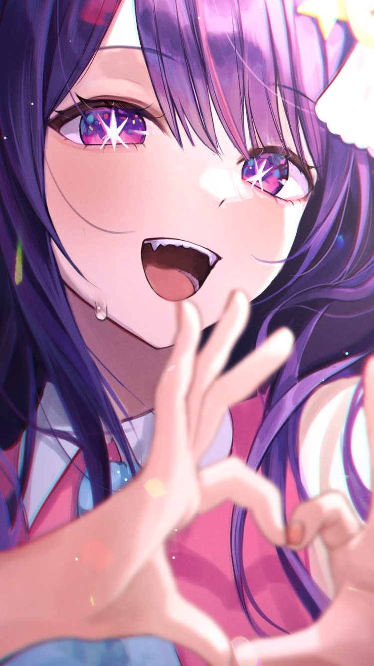 手でハートを作る星野アイ / 汗 / 推しの子 / ファンアート / イラストの750 x 1334 / スマホ壁紙