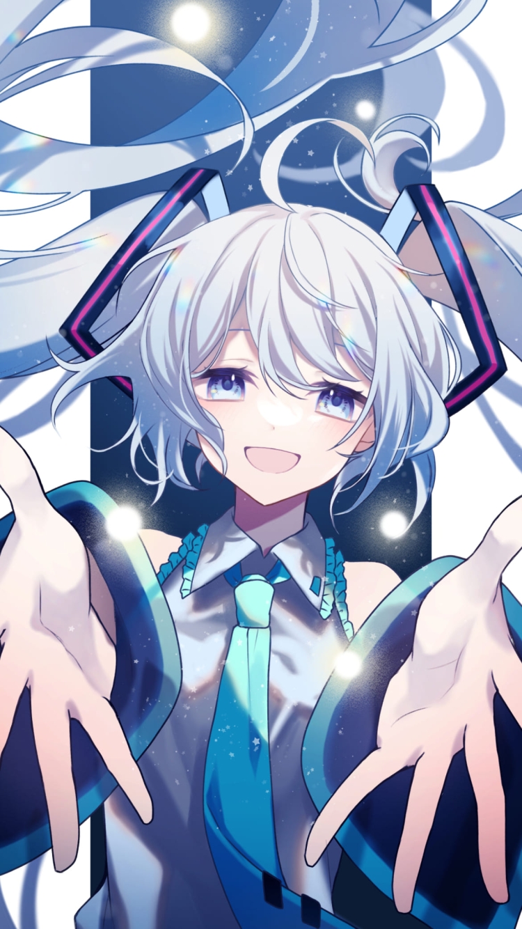 両手広げた初音ミク / かわいい / ボカロ / ボーカロイドの750 x 1334 / スマホ壁紙