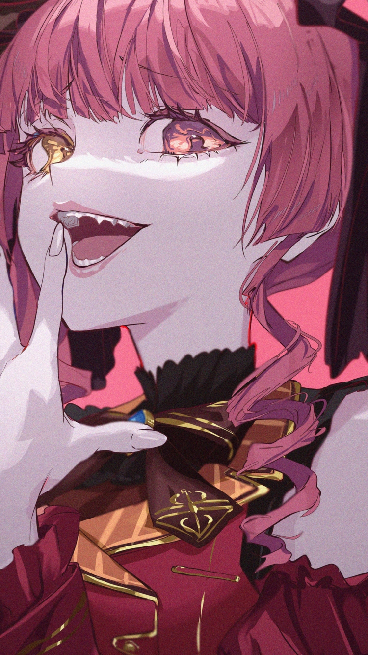 高笑いをする宝鐘マリン / バーチャルYouTuber / ホロライブ / ファンアート / イラストの750 x 1334 / スマホ壁紙