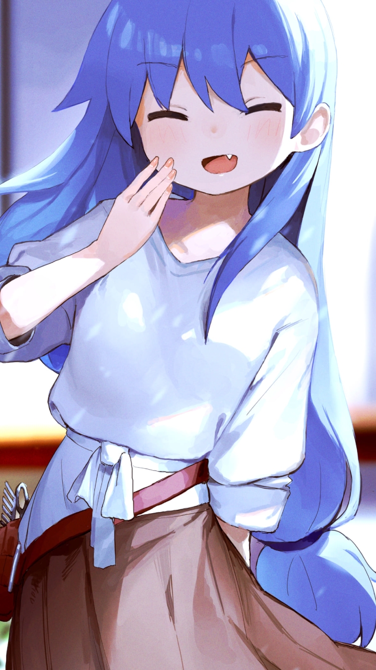 手を口元にあてて笑う七海來夏 / お兄ちゃんはおしまい! / ファンアート / イラストの750 x 1334 / スマホ壁紙