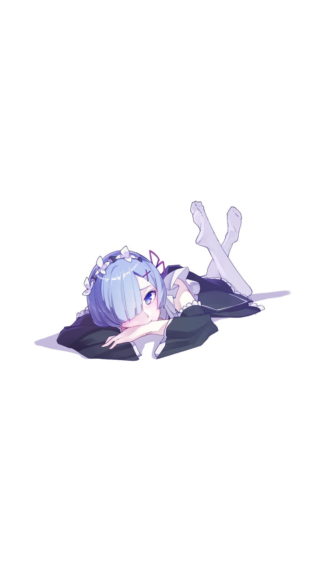 寝そべるかわいいレム / リゼロ / re:ゼロから始める異世界生活 / ファンアート / イラストの1080 x 1920 / スマホ壁紙